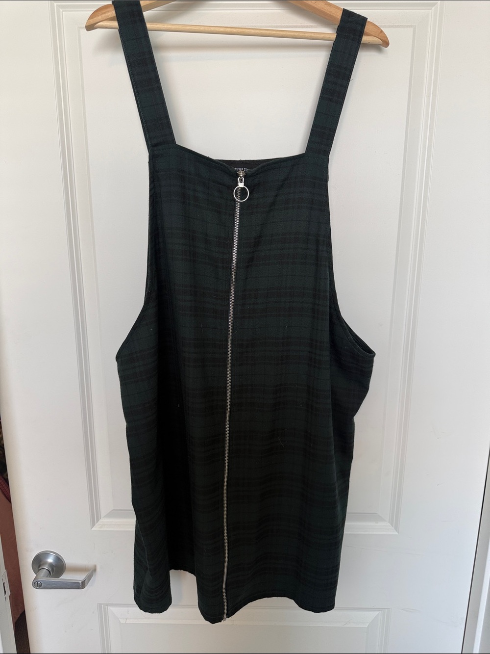 Dark Green Plaid Zip-Front Mini Dress